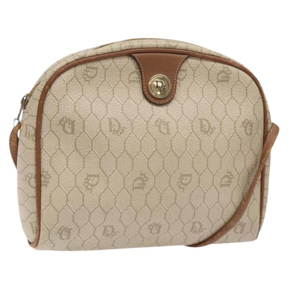 DIOR Honeycomb Canvas Shoulder Bag Pvc Beige Gold - Picture 1 of 12